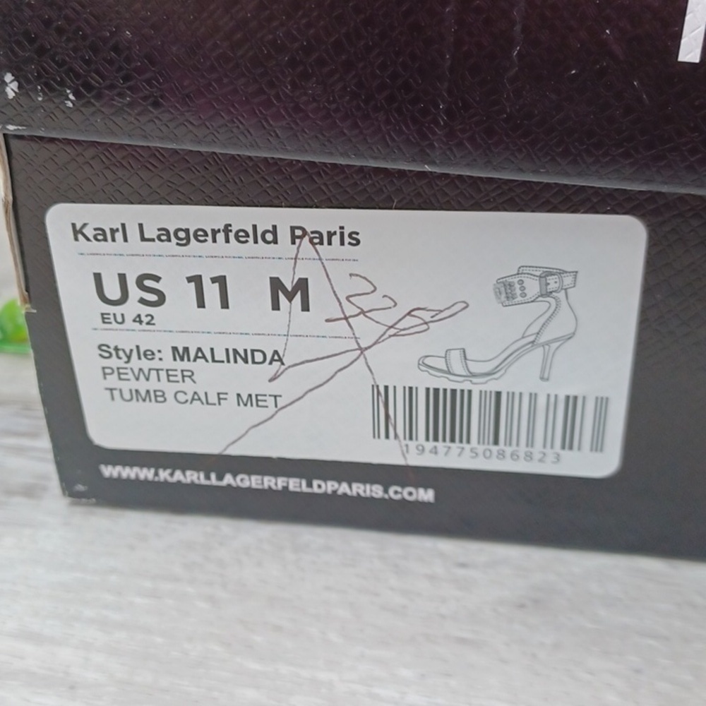 KARL LAGERFELD PARIS Malinda Embellished Ankle-Strap Dress Sandals NIB - Picture 10 of 13